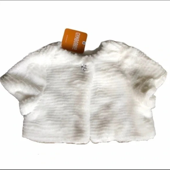 Gymboree winter white faux fur cropped shrug sweater top