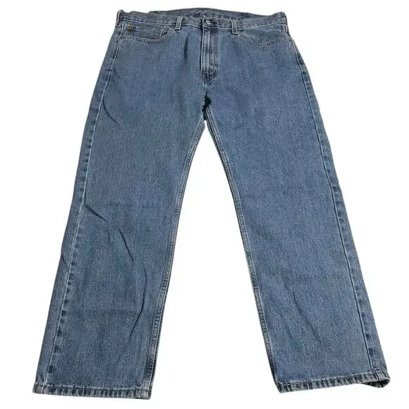 Levis 505 Mens Jeans Size 38 Blue Regular Fit Straight Zip Fly Denim Inseam 28