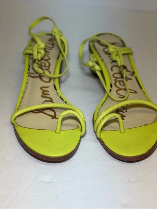 Sam Edelman Isle block heel lime yellow Strappy Toe-Ring Sandals Size 9