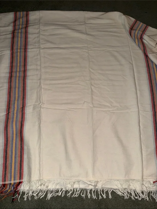 Turkish Bath Towel with Multicolor Stripe Borders