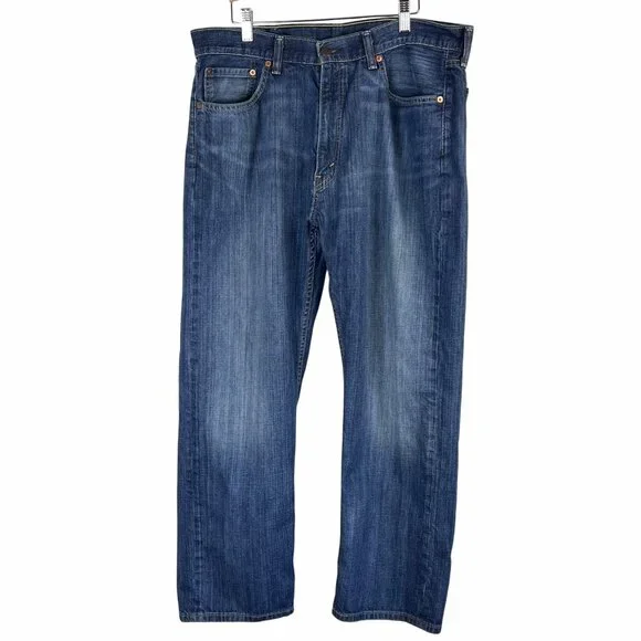 Levis 505 Mens Straight Fit Blue Jeans Size 38x30 Mid-Rise Denim Classic Casual
