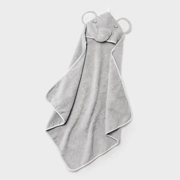 Cloud Island Baby‎ Hooded Towel Gray Elephant 30x30 Cotton Terry Bath Wrap NEW