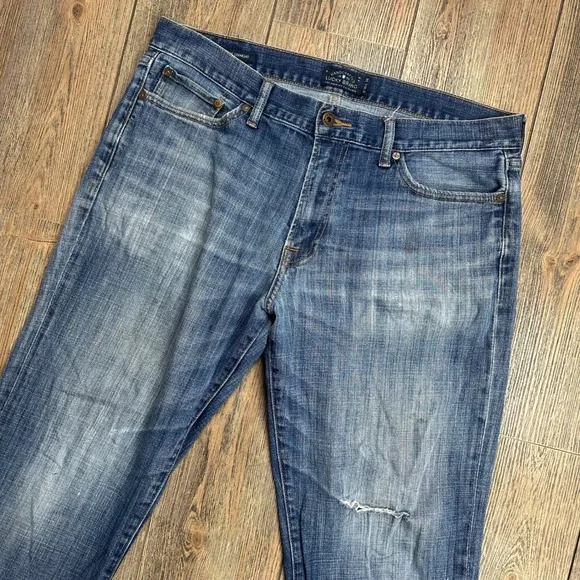 Lucky Brand 361 Vintage Straight Mens Jeans 36x34 Blue Distressed Denim Pants