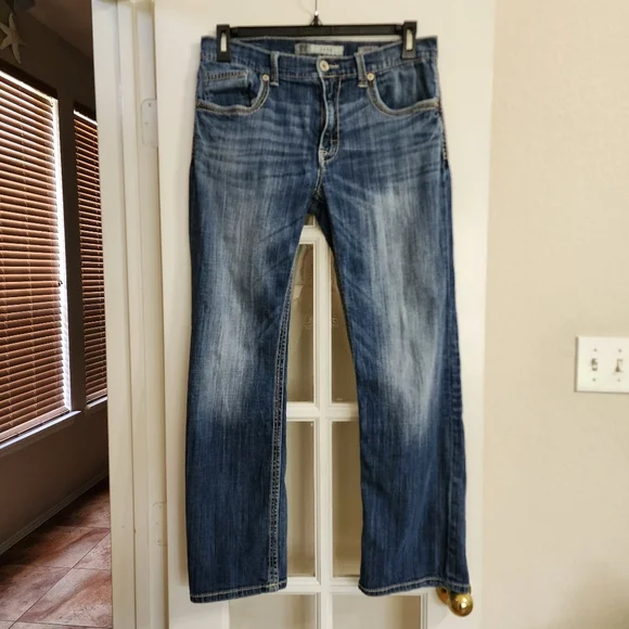 BKE Jake Jeans 33R Medium Wash Straight Leg Buckle Denim Men