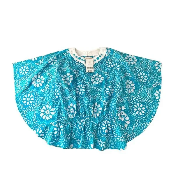 New‎ Gymboree 2015 Girls Blue White Floral Kaftan Embroidered Sz 5