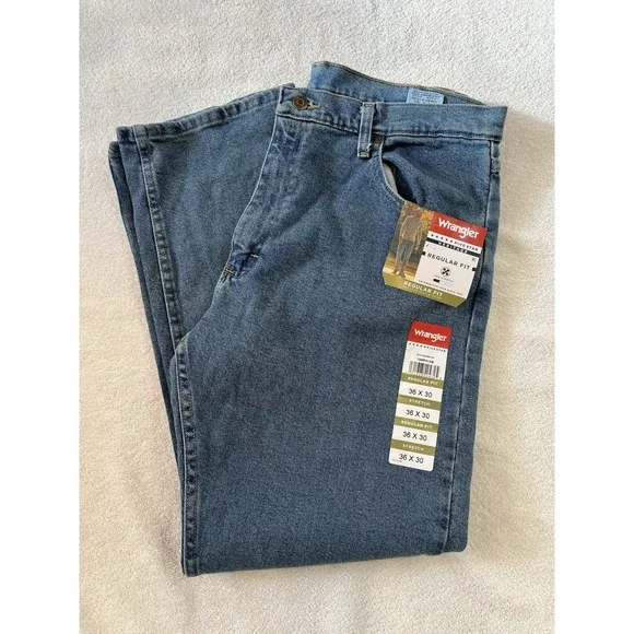NWT Wrangler 5 Star Heritage Men 36x30‎ Relaxed Fit Stretch Jeans Premium Denim