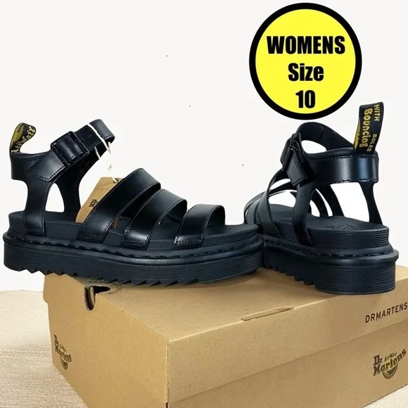 NIB Dr. Martens Blaire Hydro Sandals Black Chunky Strappy Y2K style size 10