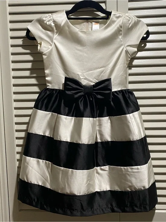 Gymboree Black and White Striped Bow Party Dress