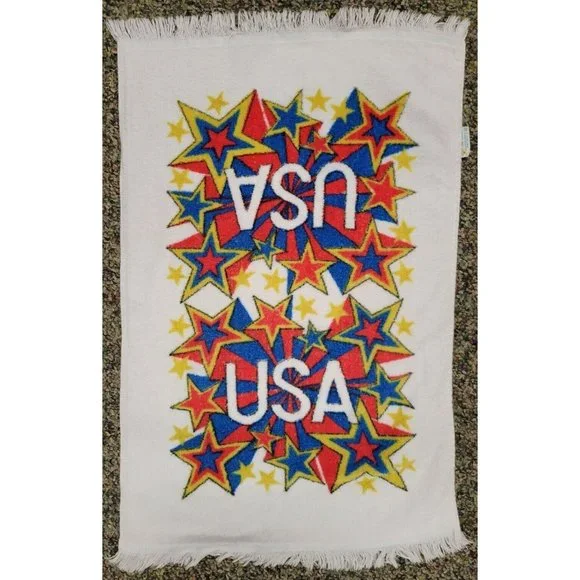 Vintage Golden Crown Franco USA United States‎ Stars Hand Towel Cotton 24x15