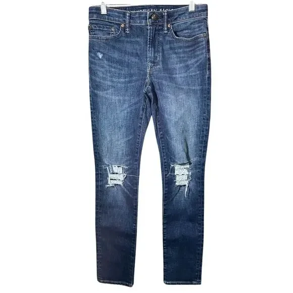American Eagle SLIM Jeans Men’s 28x32 Medium Wash Blue Stretch Denim *ALTERED*