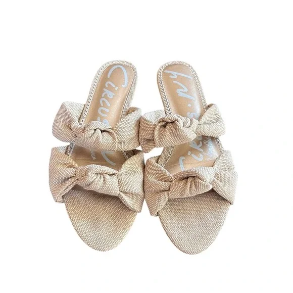 Circus NY by Sam Edelman‎ Womens 9 Beige Woven Double Knot Slide Flat Sandals
