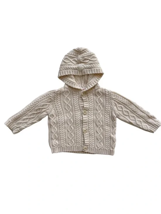 Gymboree Cream Hooded Knit Cardigan 12-18M