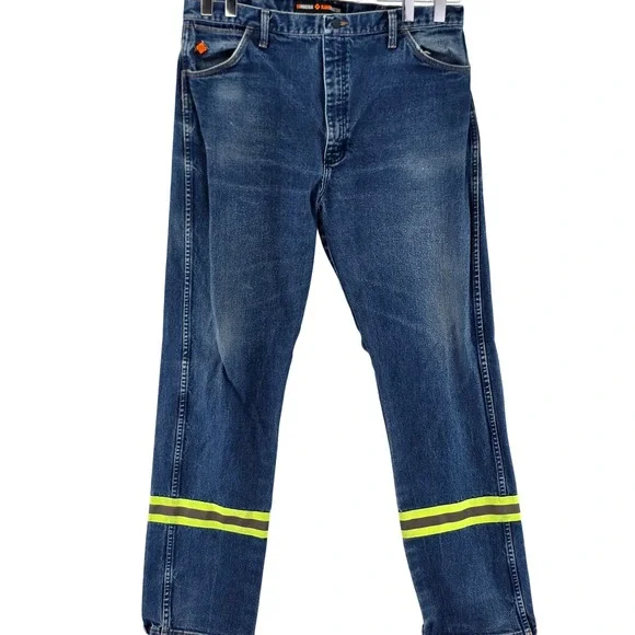 Wrangler Jeans Men 40x36 Blue FR13MWZ Flame Resistant Reflective Safety Workwear