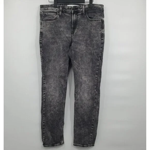 Calvin Klein Slim Denim Pants Jeans Men Size 34 X 32 Gray Acid Wash Cotton
