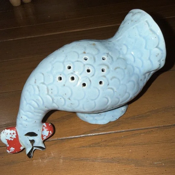 VTG Chicken Rooster Hen Potpourri Small Sachet Holder Hand Painted Farm‎ Blue 6