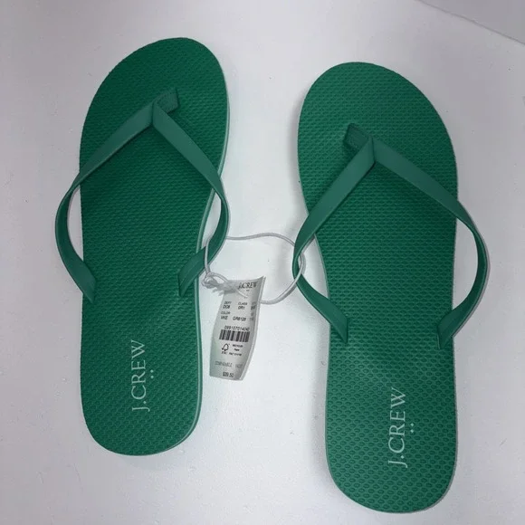 J Crew Womens 11 Kelly Green Flip Flops Casual Beach Pool Vacation Summer