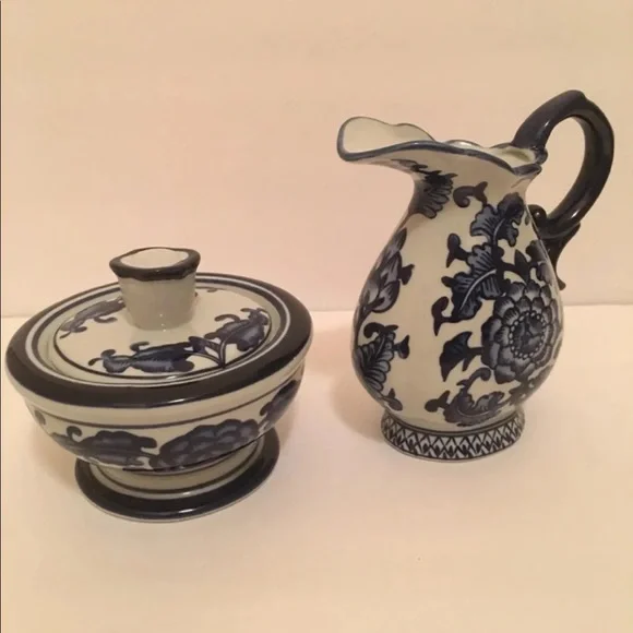 2pcs Floral Ceramic Sugar and Cream Set
