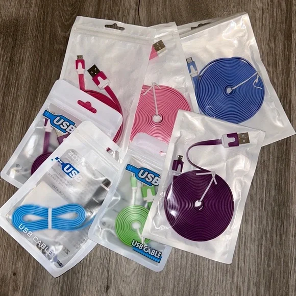 Bundle sale flat noodle usb data sync charger cable