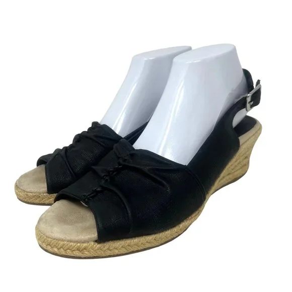 Easy Street Kindly Womens Black‎ Slingback Espadrille Sandal Size 9.5M