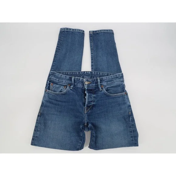 Buck Mason Jeans Mens 29x34 Button Fly Maverick Slim Double Dipped Denim Stretch