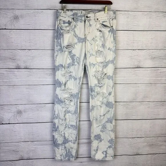 Abercrombie And Fitch Bleached Jeans Stretch Light Wash Distressed Mens‎ 28W/32L