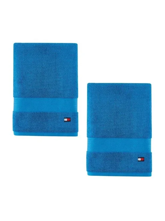 2 new SWEDISH BLUE Tommy Hilfiger Modern American 100% Cotton BATH Towels