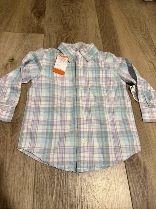 Gymboree Boys Plaid Button-Down Shirt in Light Blue & Lavender
