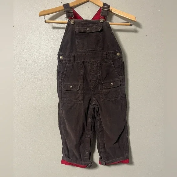 Y2K Vintage Dark Brown Corduroy Gymboree Overalls size 3T