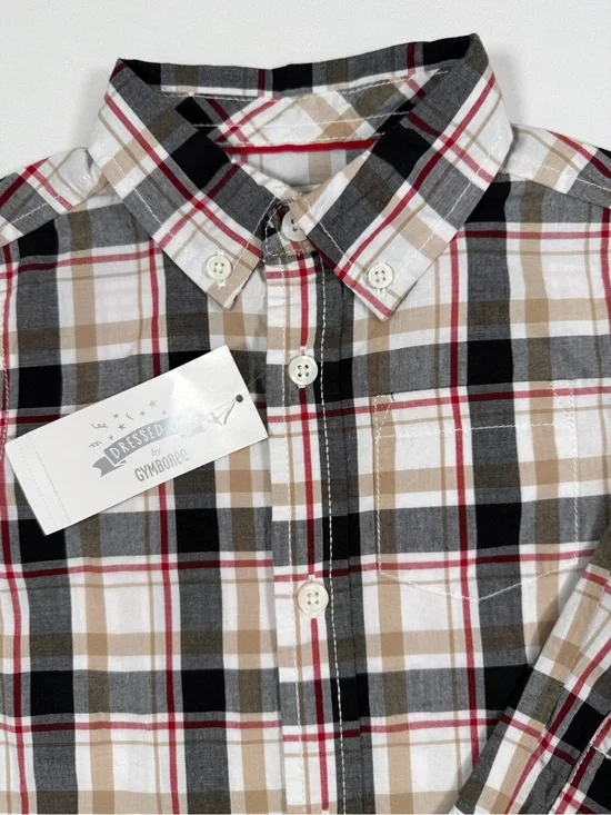 NWT DRESSED UP BY GYMBOREE Tartan Plaid 100% Cotton Button Down Rustic Preppy 2T