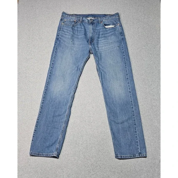 Levis 505 Regular Fit Jeans Mens 38x34 Blue Medium Wash Denim Mid Rise Zip Fly