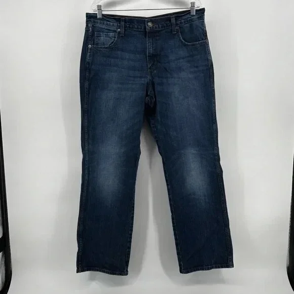 Wrangler Jeans Men 34x31 Dark Wash Retro Relaxed Boot Cut Blue Denim‎ Western