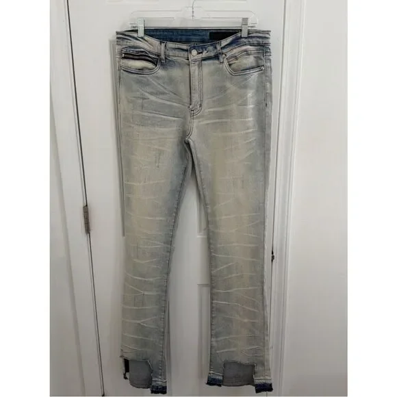 Men’s Bootcut Washed Light Blue Jeans Size 46