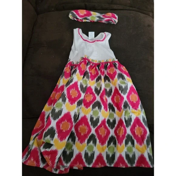 Gymboree batik summer‎ dress size 4 and headband