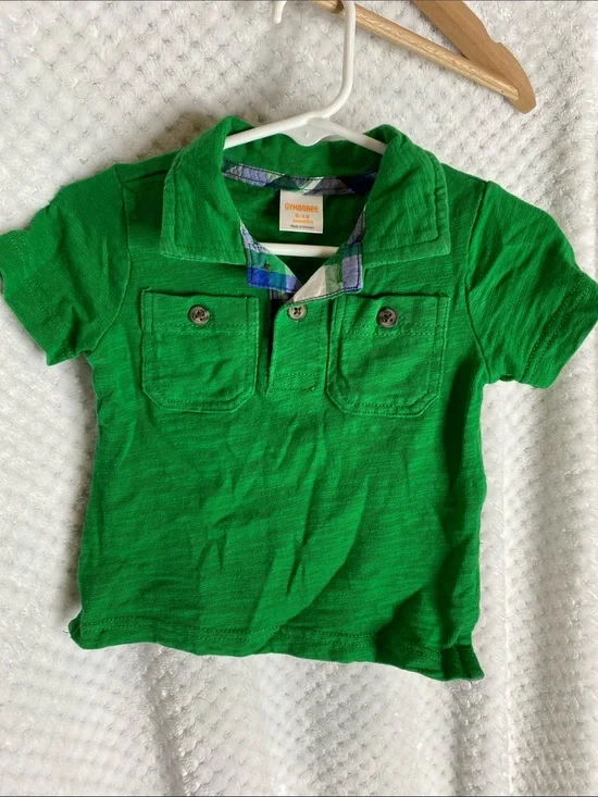 Vintage Gymboree Bright Green Polo Shirt with Buttoned Chest Pockets