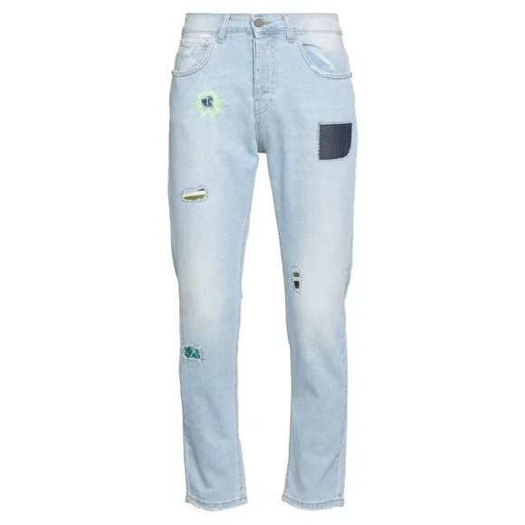 NEILL KATTER Men's Patchwork Skinny Blue Jeans Size 32