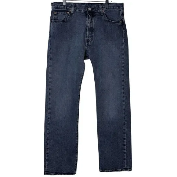 Levi's‎ 501 Jeans Mens 34x32 Black Faded Button Fly Original Fit Straight Denim
