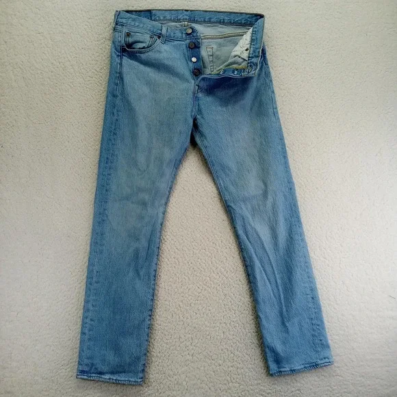 Levi's 501 Button Fly Light Wash Denim Jeans‎ Men's W30 L30
