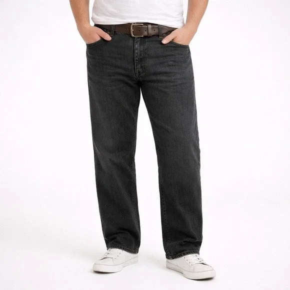Lee Jeans‎ Black Denim Regular Fit 40x32 Men's Cotton Straight Leg Jeans