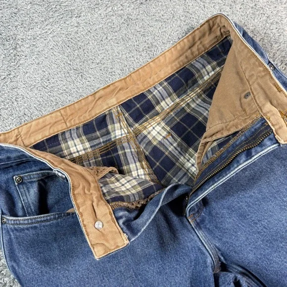 Duluth Trading Flannel Lined Jeans Mens 34x32 Workwear Pants‎ Plaid Thick