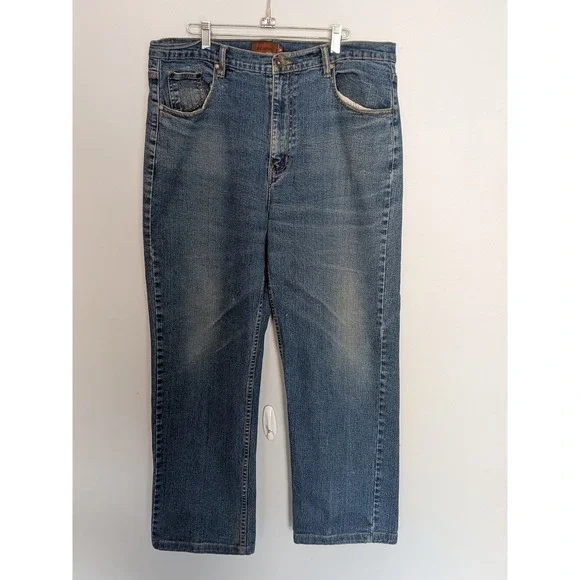 Euro Neu Mode Collection Mens Blue Denim Jeans Straight Leg Medium Wash Size 38