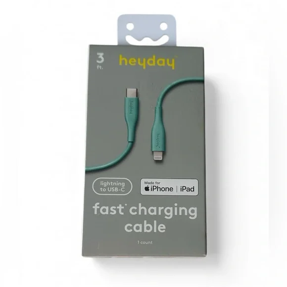 Heyday Teal Fast Charging Cable for iPhone and iPad