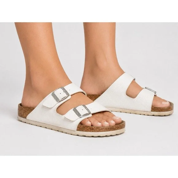 Birkenstock Arizona White Leather Sandals Women's EU 41 US 10 Double Strap