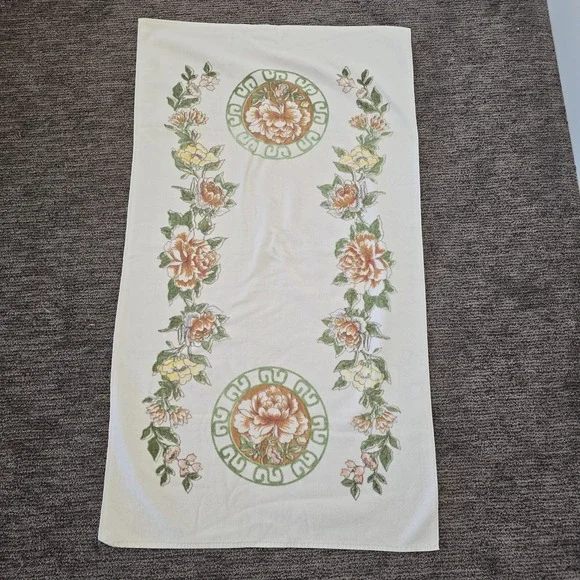 Vtg 70s JP Stevens Utica Fine Arts Bath‎ Towel Floral Flowers 24x44