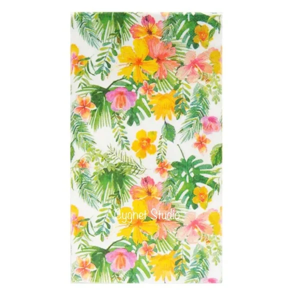Celebrate It Tropical Flower Guest Towel Paper Napkins, 24ct