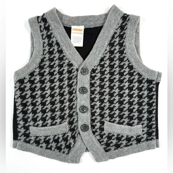 GYMBOREE Baby Boys Sweater Vest 6-12m Dressy Cap Houndstooth Preppy Classic 2014
