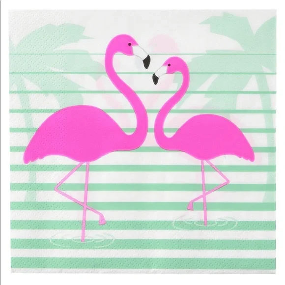 Talking Tables Stripe Pink Flamingo Pair Luncheon Napkins, 20 ct