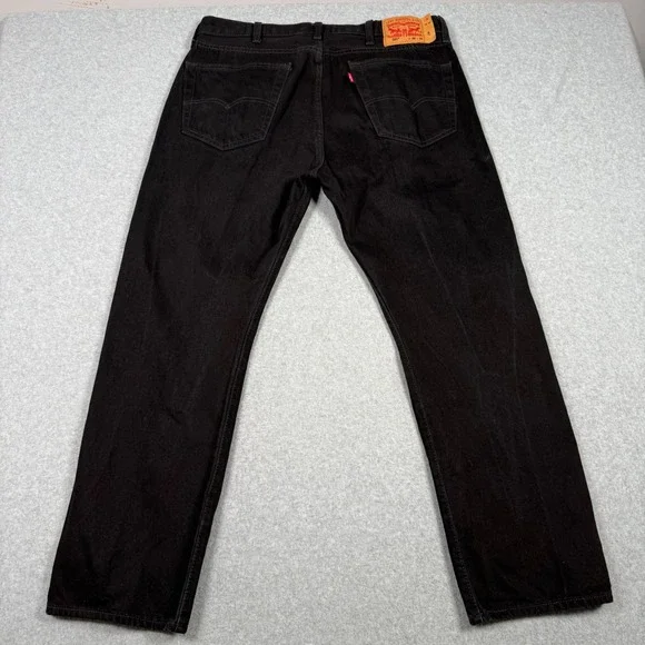 Levis 501 Mens Original Fit Black Denim Button Fly Straight Leg Jeans 38x30