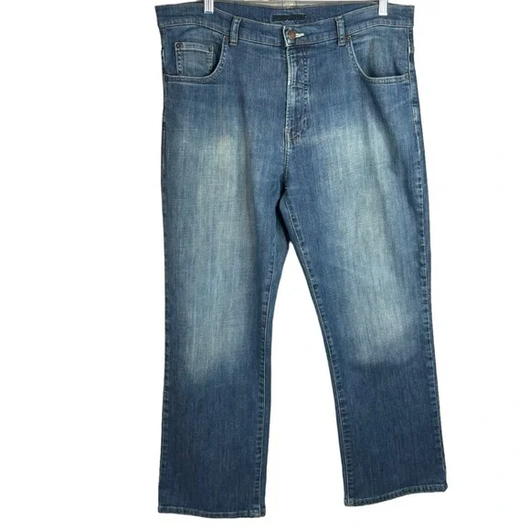 Men Pendleton Factory Thigh Fade Distress Jeans 38”X28” Relaxed Fit Straight Leg