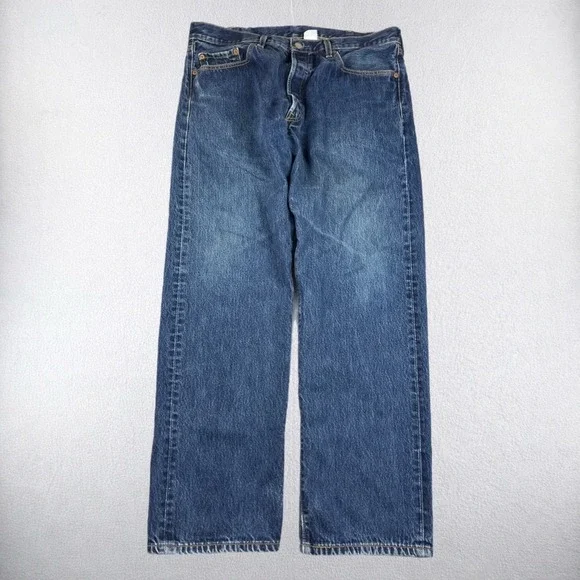 Vintage Levis 501 Jeans Mens 34x32 Blue Straight Leg Button Fly Denim Pants 90s