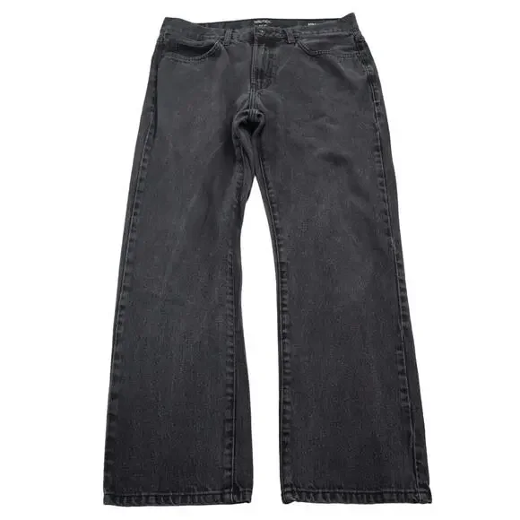Nautica Pants Mens 34 Black Straight Mid Rise Cotton Pocket Charcoal Denim Jeans